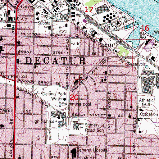 Topographic Map of Grace Baptist Church, AL