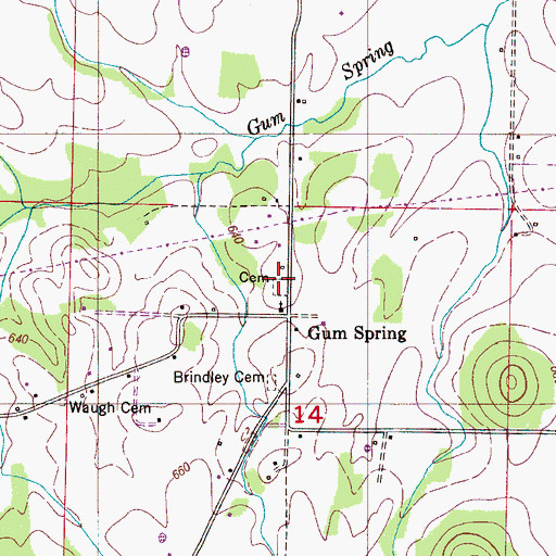 Topographic Map of Gum Springs Cemetery, AL