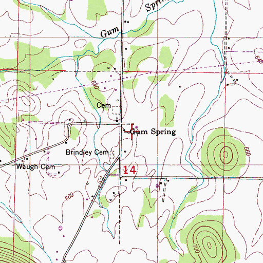 Topographic Map of Gum Springs School (historical), AL