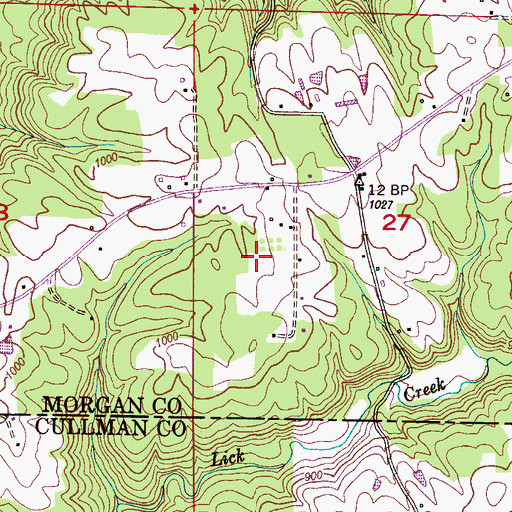 Topographic Map of Hale Bridge, AL