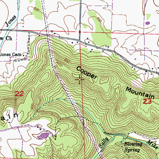Topographic Map of Holmes Cemetery, AL