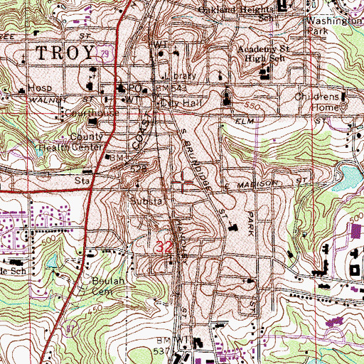 Topographic Map of Assembly of God Church, AL