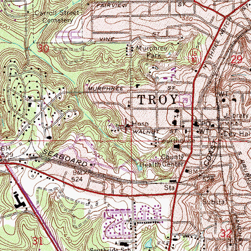 Topographic Map of Beard Memorial Hospital, AL