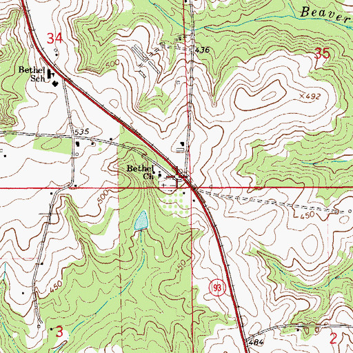 Topographic Map of Bethel Cemetery, AL