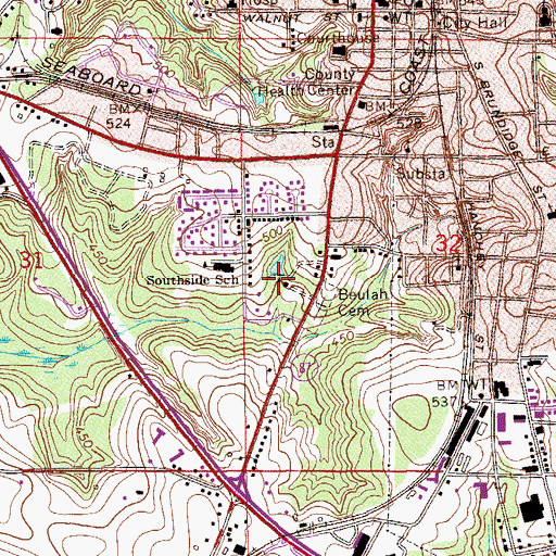 Topographic Map of Beulah Baptist Church, AL