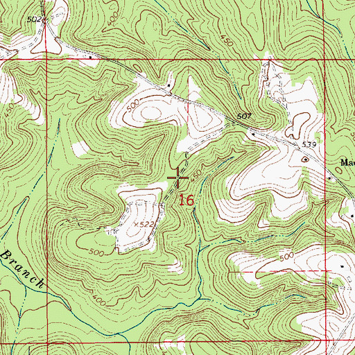 Topographic Map of Blue Creek Post Office (historical), AL