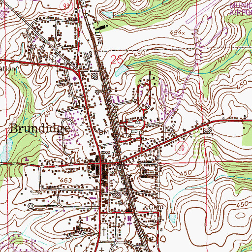 Topographic Map of Brundidge High School (historical), AL