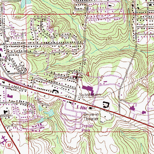 Topographic Map of Bush Memorial Baptist Church, AL