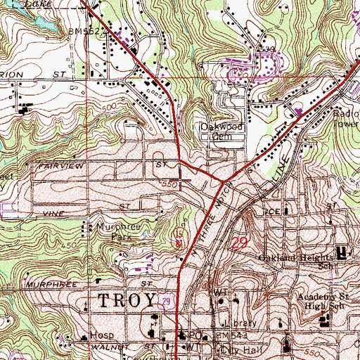 Topographic Map of Calvary Baptist Church, AL