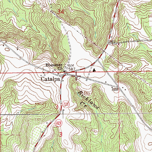 Topographic Map of Catalpa Cemetery, AL