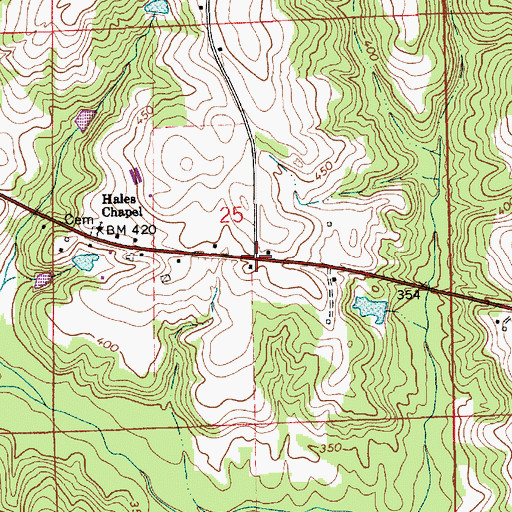 Topographic Map of Hales Chapel, AL
