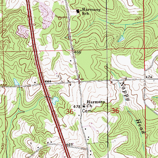 Topographic Map of Harmony, AL