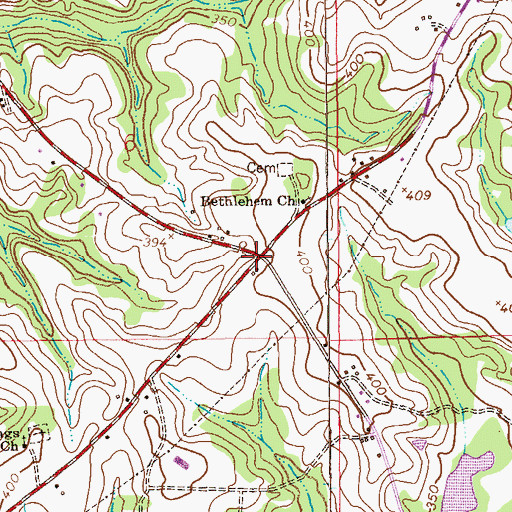 Topographic Map of Hillards Cross Roads, AL