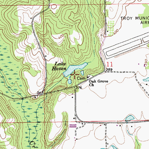 Topographic Map of Lees Park, AL