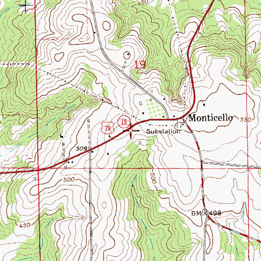 Topographic Map of Monticello Church, AL