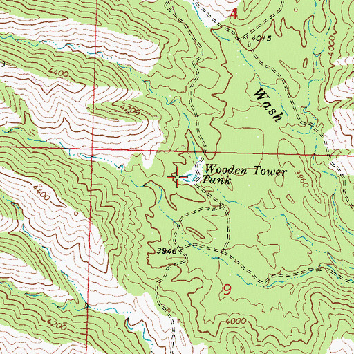 Topographic Map of Wooden Tower Tank, AZ