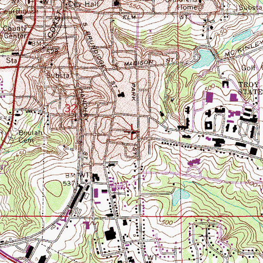 Topographic Map of Park Street Methodist Church, AL