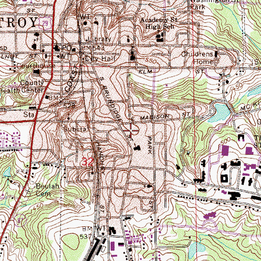 Topographic Map of Parklane Shopping Center, AL