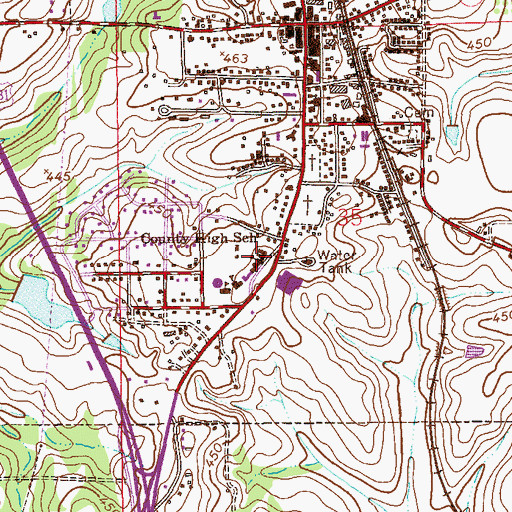Topographic Map of Pike County High School, AL