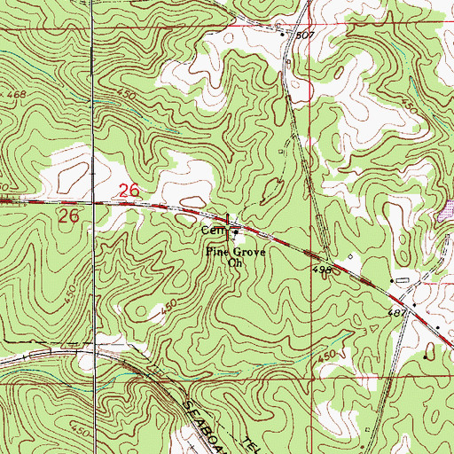 Topographic Map of Pine Grove Cemetery, AL