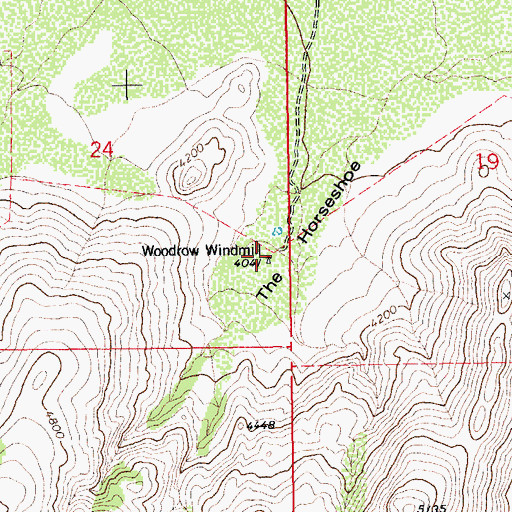 Topographic Map of Woodrow Windmill, AZ
