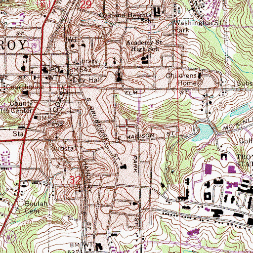 Topographic Map of Saint Peters Baptist Church, AL