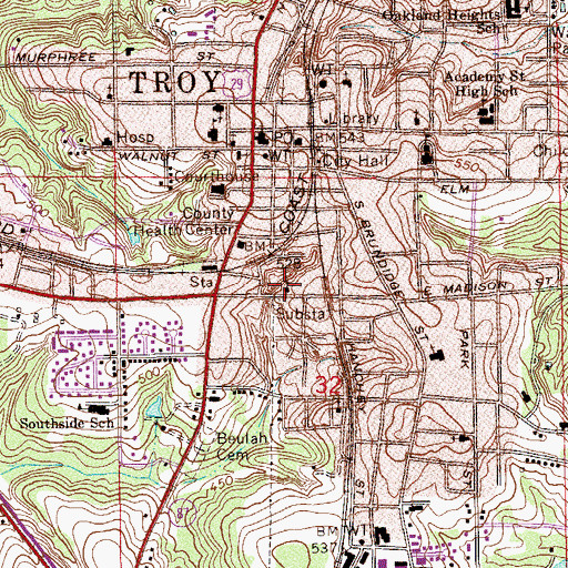 Topographic Map of Shiloh Baptist Church, AL
