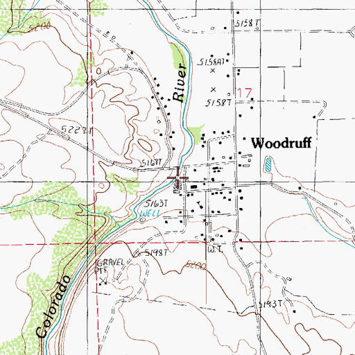 Topographic Map of Woodruff, AZ