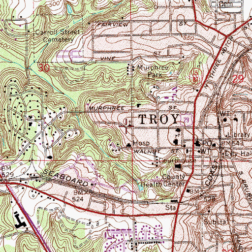 Topographic Map of Troy Female College (historical), AL