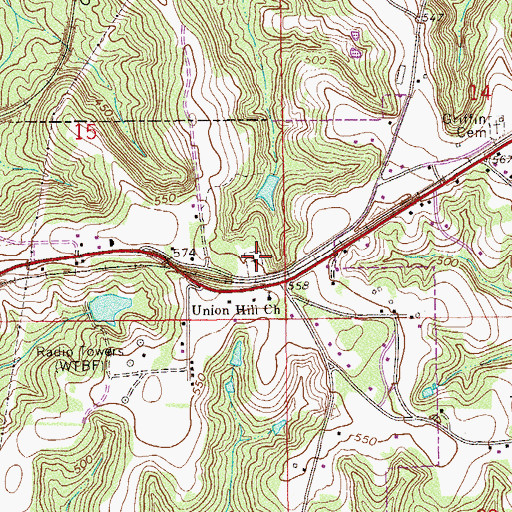 Topographic Map of Union Hill Cemetery, AL