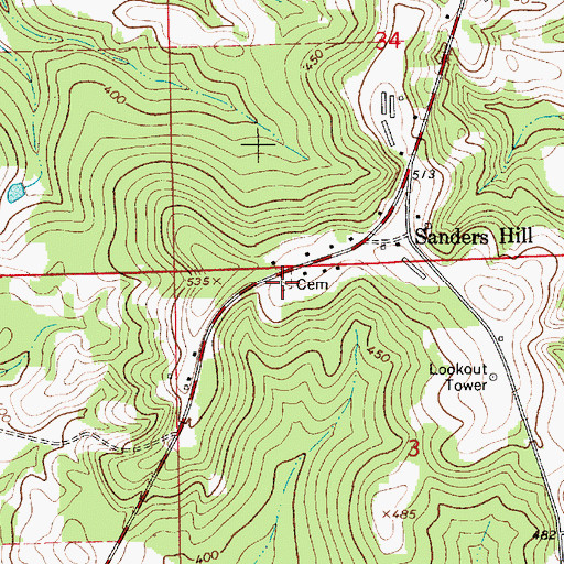 Topographic Map of William Carter Cemetery, AL
