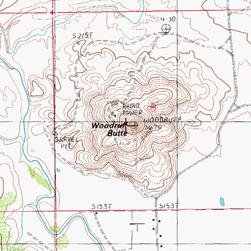 Topographic Map of Woodruff Butte, AZ