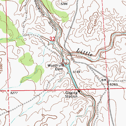 Topographic Map of Woodruff Dam, AZ