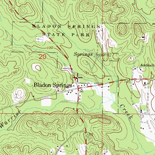 Topographic Map of Bladon Springs Church, AL