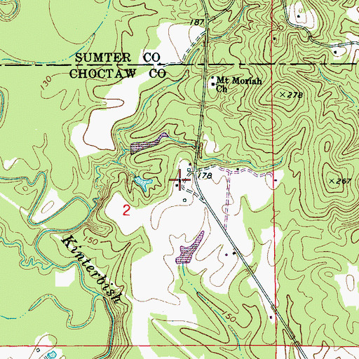 Topographic Map of Bryan Store (historical), AL