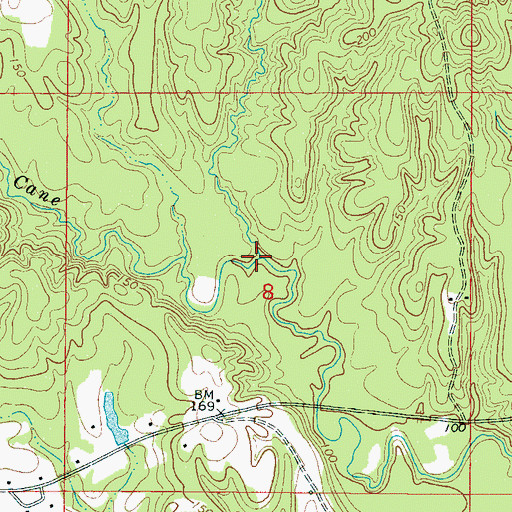 Topographic Map of Bullock Branch, AL