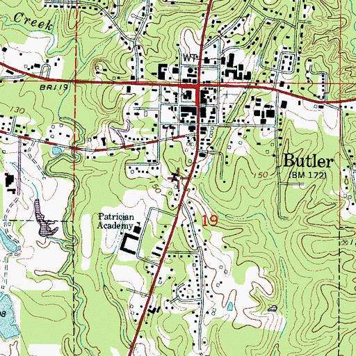 Topographic Map of Butler First United Methodist Church, AL