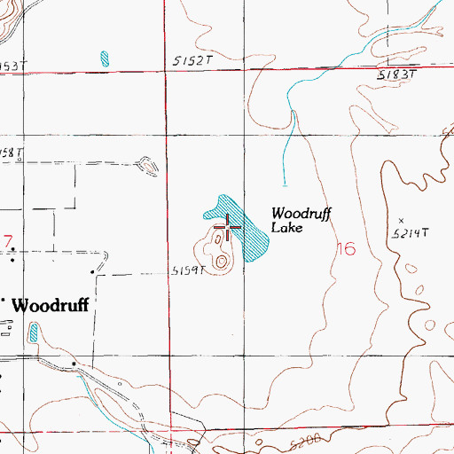 Topographic Map of Woodruff Lake, AZ