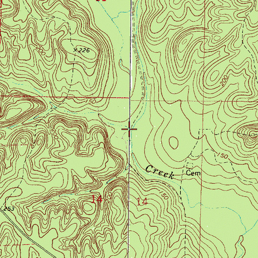 Topographic Map of Campbell Branch, AL