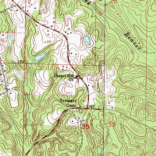 Topographic Map of Chapel Hill School (historical), AL