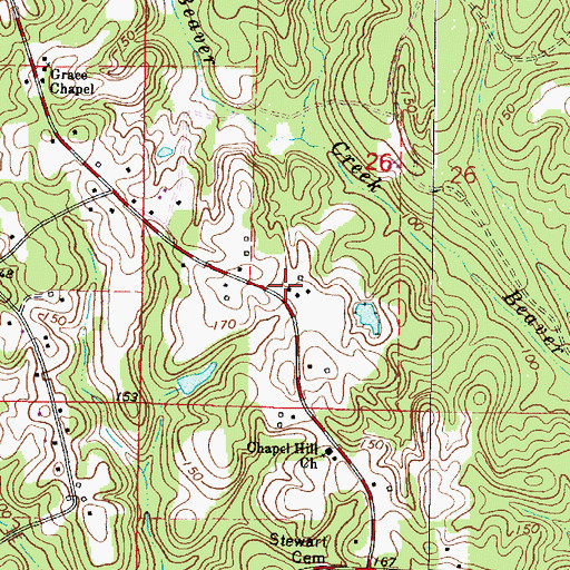 Topographic Map of Chappell Hill, AL