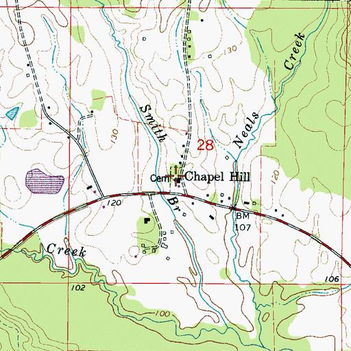 Topographic Map of Christopher Chapel Cemetery, AL