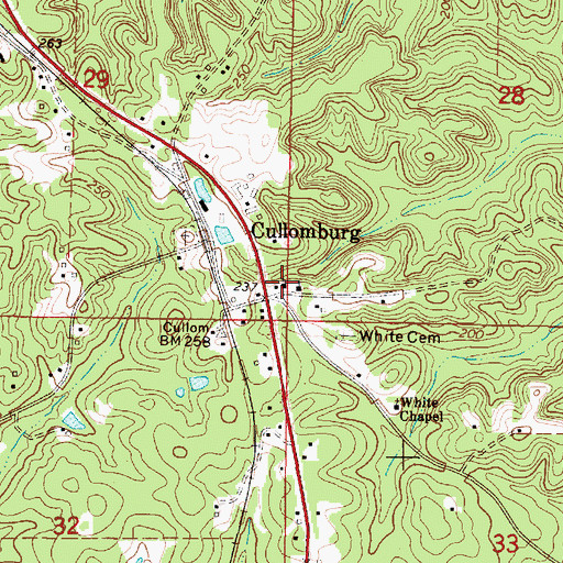 Topographic Map of Cullomburg Baptist Church, AL