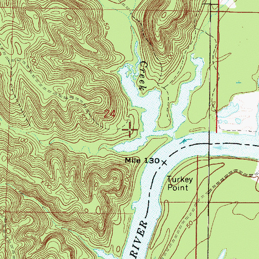 Topographic Map of Ferrell Landing (historical), AL