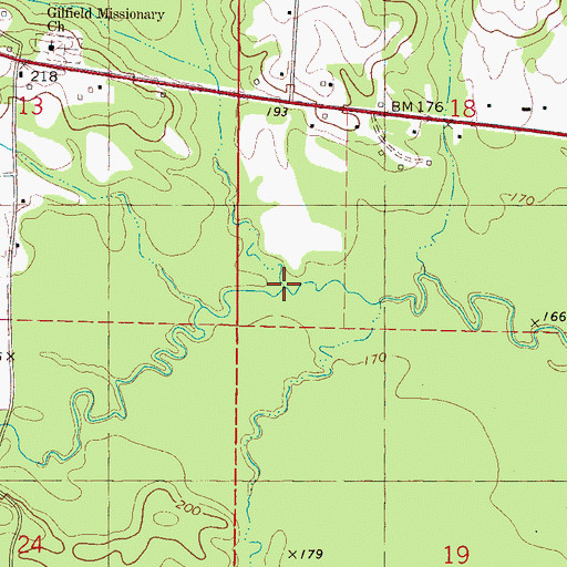 Topographic Map of Gilfield Branch, AL