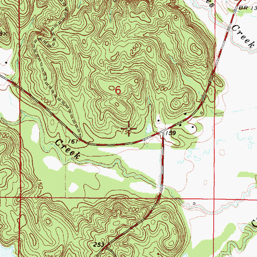 Topographic Map of Gin Branch, AL