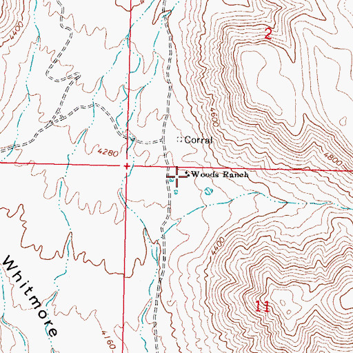 Topographic Map of Woods Ranch, AZ
