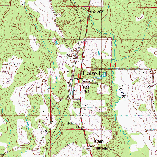 Topographic Map of Halsell United Methodist Church, AL