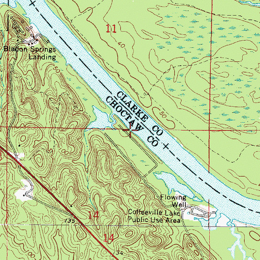 Topographic Map of Hills Landing (historical), AL