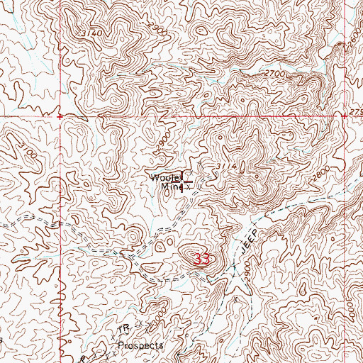 Topographic Map of Wooley Mine, AZ